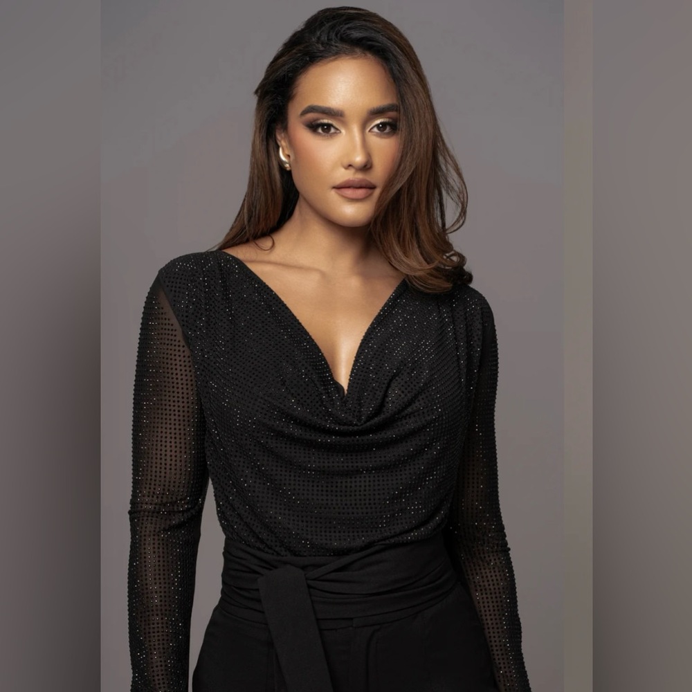 Jlux Label - BLACK DELANIE RUCHED TOP